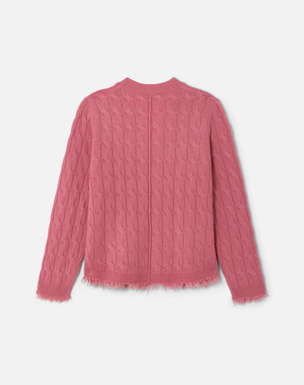 Re Done Cable V Neck Cardi Old Rose