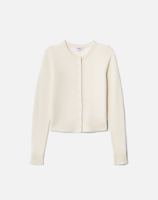 re done Cashmere Crewneck Cardigan Ivory