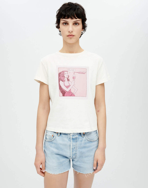 Re Done Classic "Drink Wine" Tee Vintage White