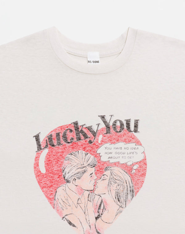 Re Done Classic "Lucky You" Tee Vintage White