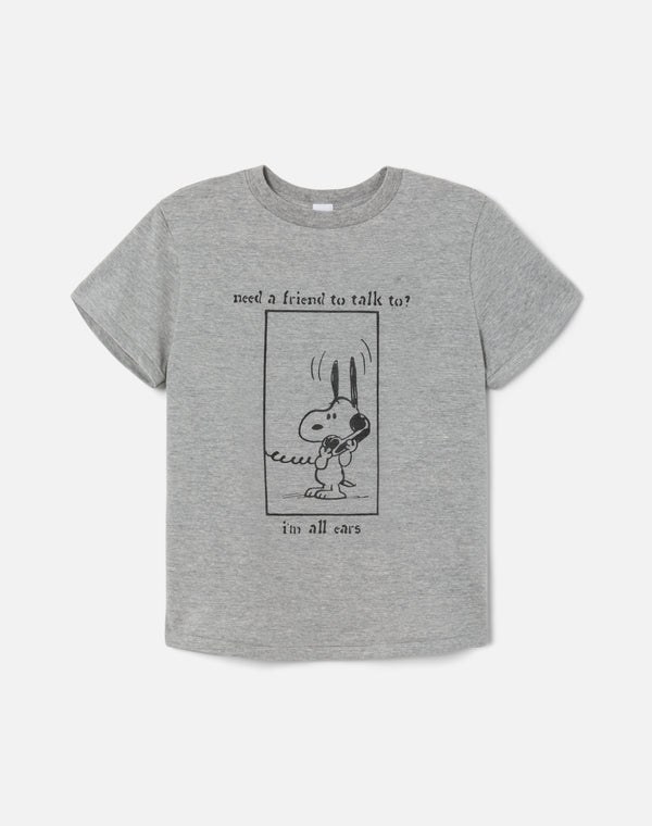 re done Classic "Snoopy All Ears" Tee Heather Grey