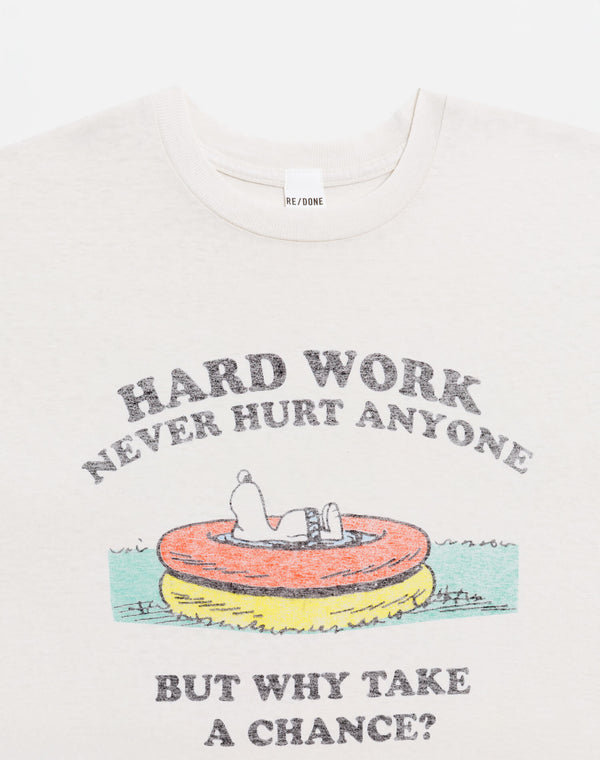 Re Done Classic "Snoopy Hard Work" Tee Vintage White