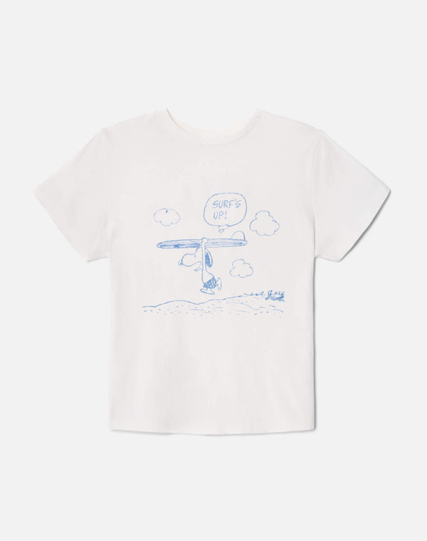 re done Classic "Snoopy Surfs Up" Tee Vintage White