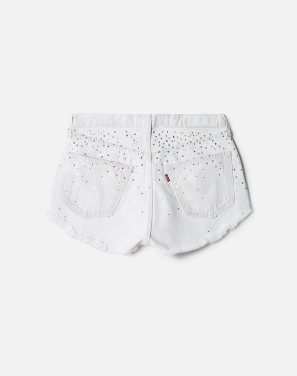 Re Done Crystal Mid Rise Relaxed Short White