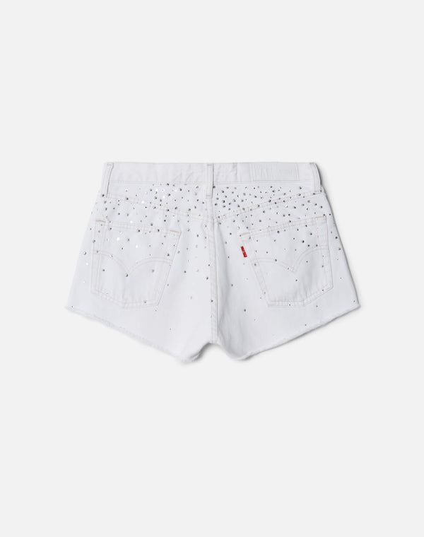 Re Done Crystal Mid Rise Relaxed Short White