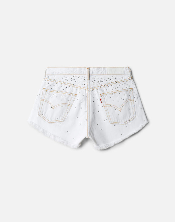 Re Done Crystal Mid Rise Relaxed Short White