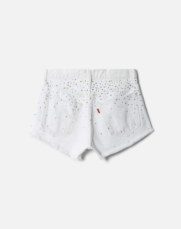 Re Done Crystal Mid Rise Relaxed Short White