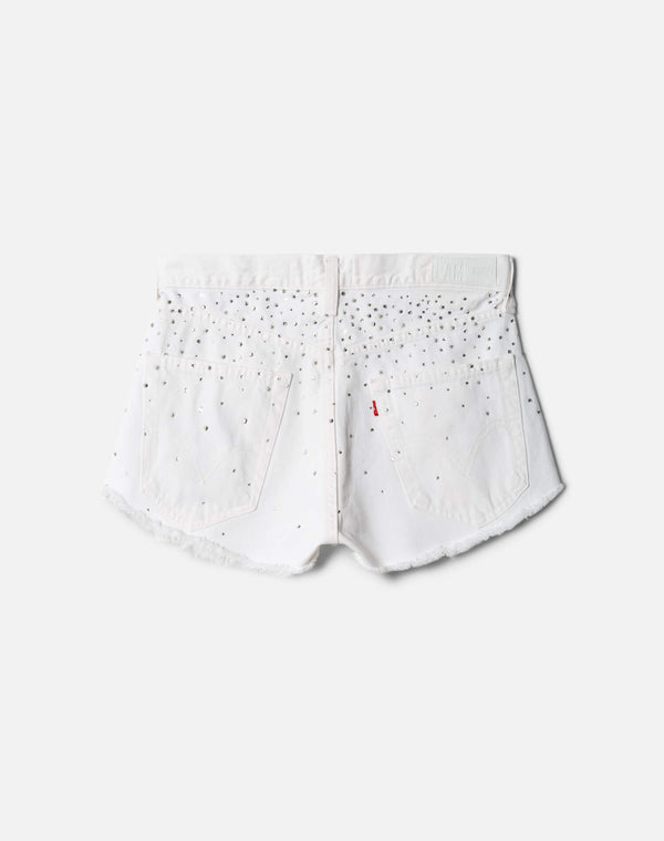 Re Done Crystal Mid Rise Relaxed Short White
