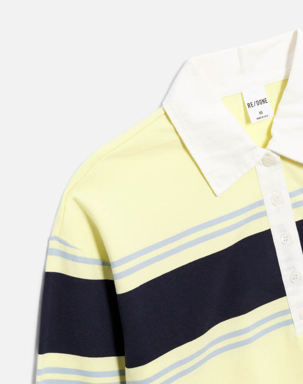 Re Done Cut Off Rugby Polo Limeade Stripe