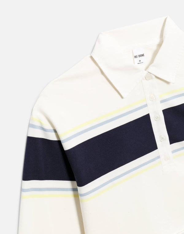 Re Done Cut Off Rugby Polo Off White Stripe