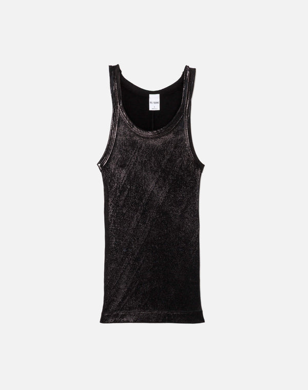 re done Foil Ribbed Tank Black Foil