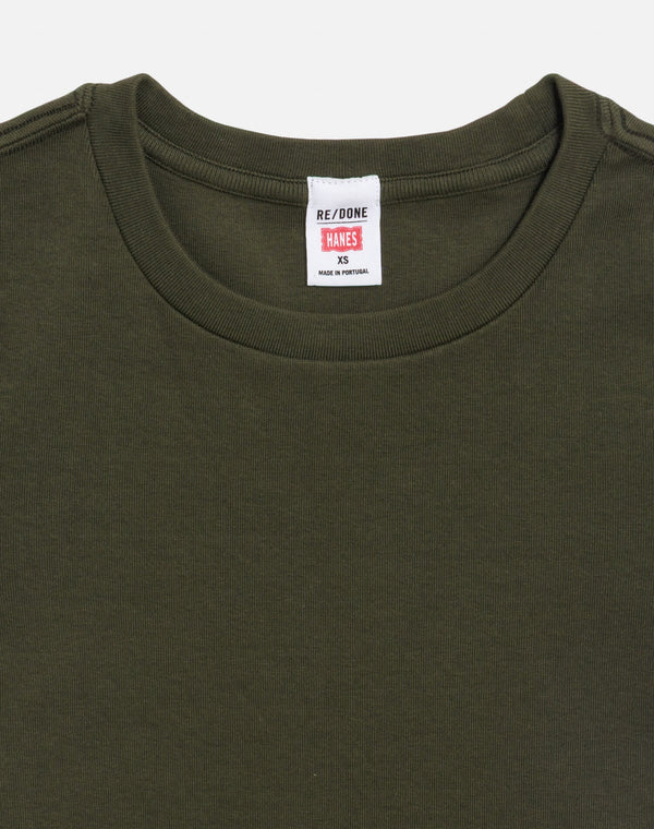 Re Done Hanes 60s Slim Tee Olive Branch