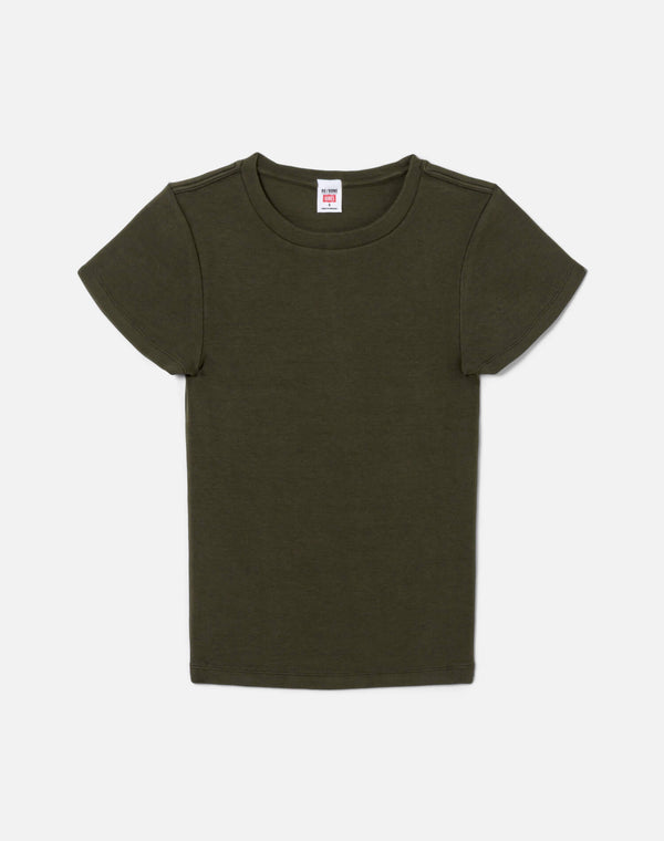 re done Hanes 60s Slim Tee Olive Branch