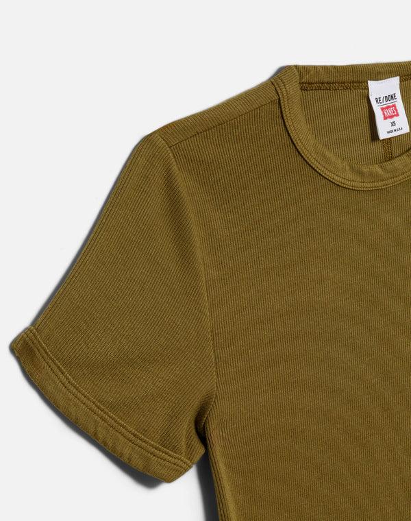 Re Done Hanes 90s Ribbed Cap Sleeve Tee Fatigue