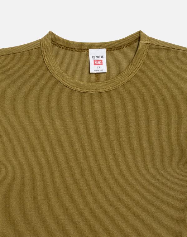 Re Done Hanes 90s Ribbed Cap Sleeve Tee Fatigue