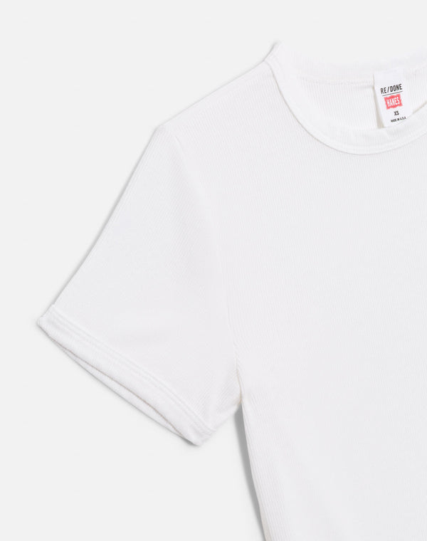 Re Done Hanes 90s Ribbed Cap Sleeve Tee Off White