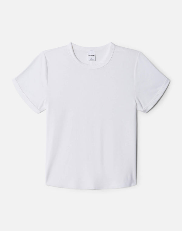 re done Hanes 90s Ribbed Cap Sleeve Tee Off White