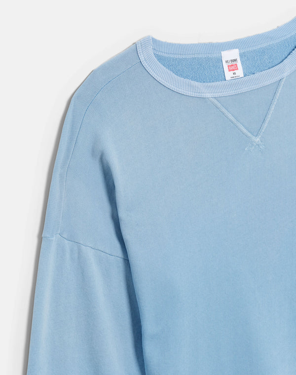 Re Done Hanes Boxy Crewneck Sweatshirt Deep Blue