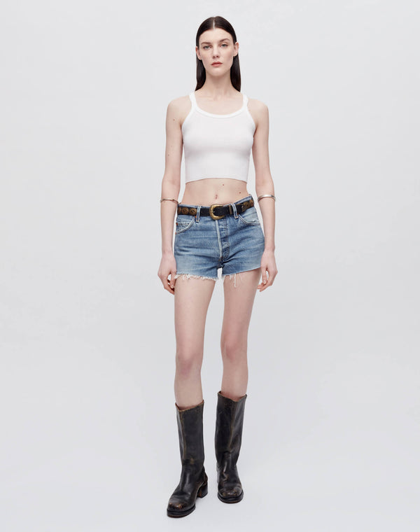 Re Done Hanes Cropped Ribbed Tank Optic White