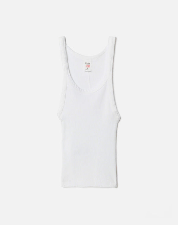 re done Hanes Cropped Ribbed Tank Optic White