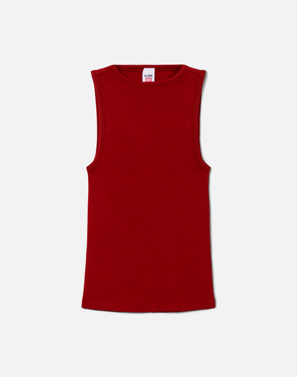re done Hanes High Neck Tank Rosso