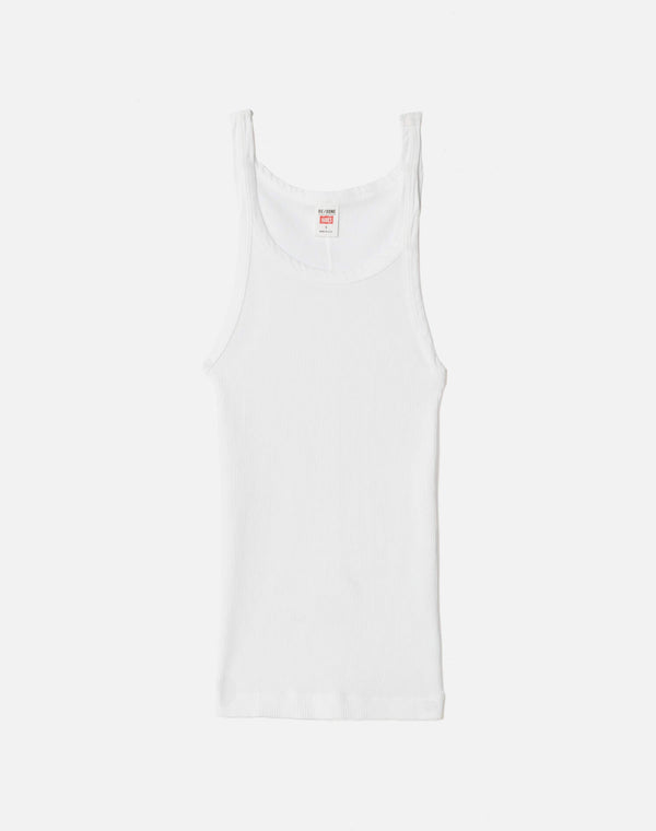 re done Hanes Ribbed Tank Optic White