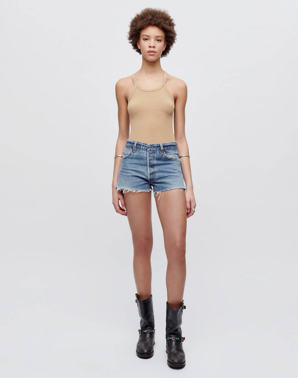 Re Done Hanes Ribbed Tank Sand