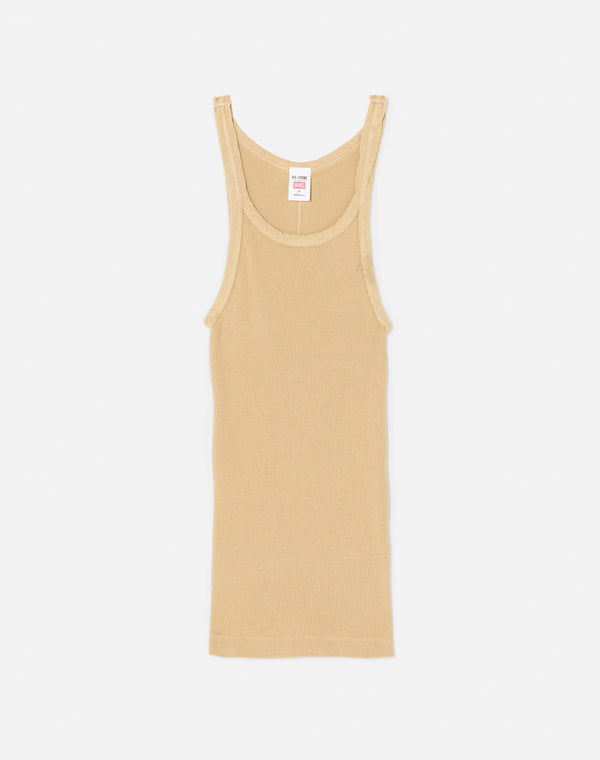 re done Hanes Ribbed Tank Sand