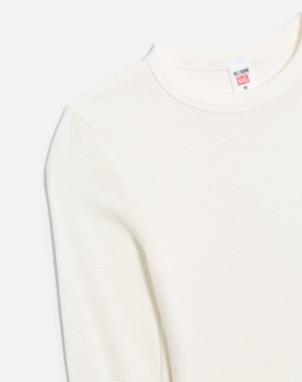 Re Done Hanes Waffle Baby Long Sleeve Off White