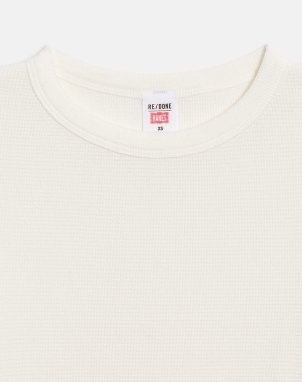 Re Done Hanes Waffle Baby Long Sleeve Off White