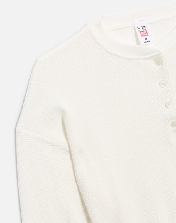 Re Done Hanes Waffle Boxy Henley Off White