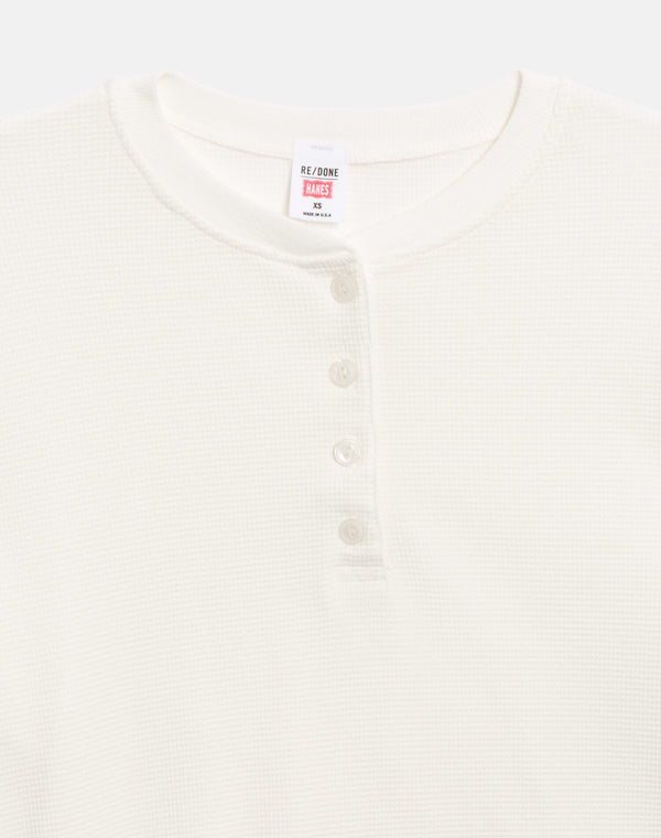 Re Done Hanes Waffle Boxy Henley Off White