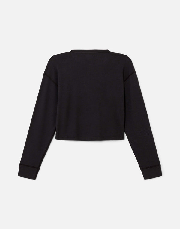 Re Done Hanes Waffle Boxy Henley Washed Black