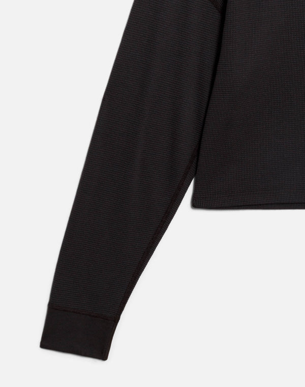 Re Done Hanes Waffle Boxy Henley Washed Black