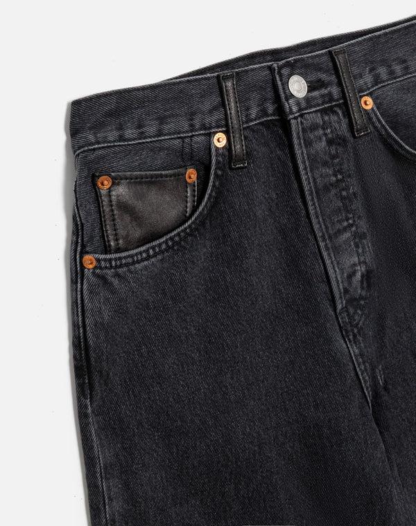 Re Done High Rise Wide Leg Back To Black Leather