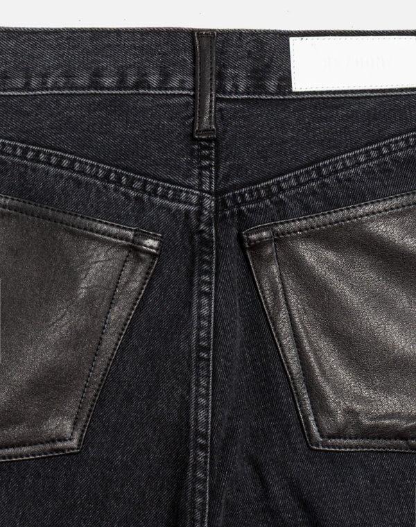 Re Done High Rise Wide Leg Back To Black Leather