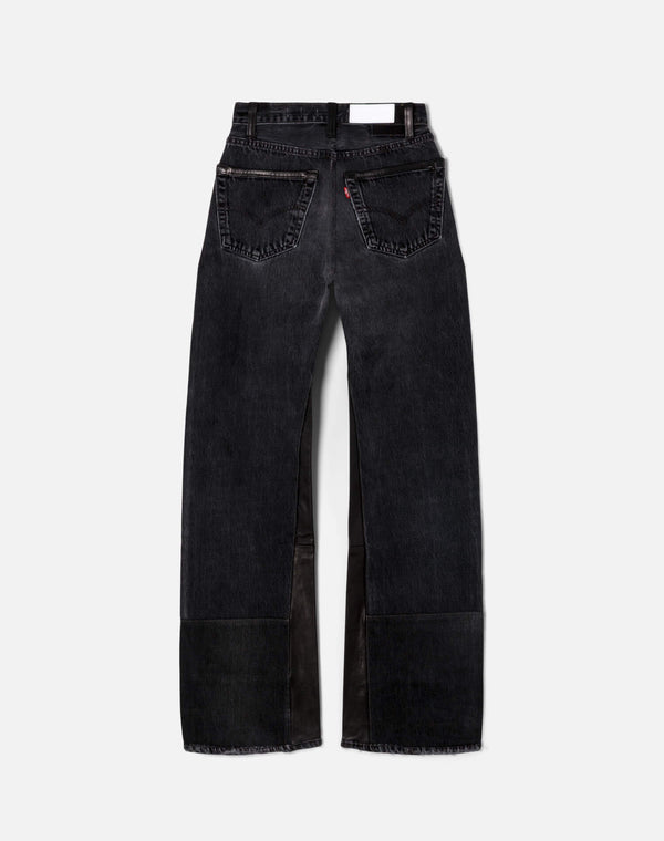 Re Done High Rise Wide Leg Black Leather