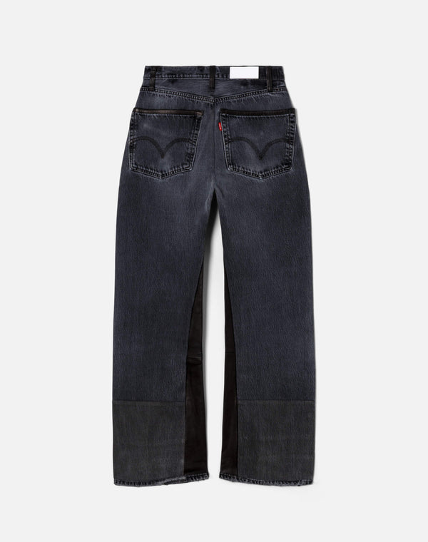 Re Done High Rise Wide Leg Black Leather