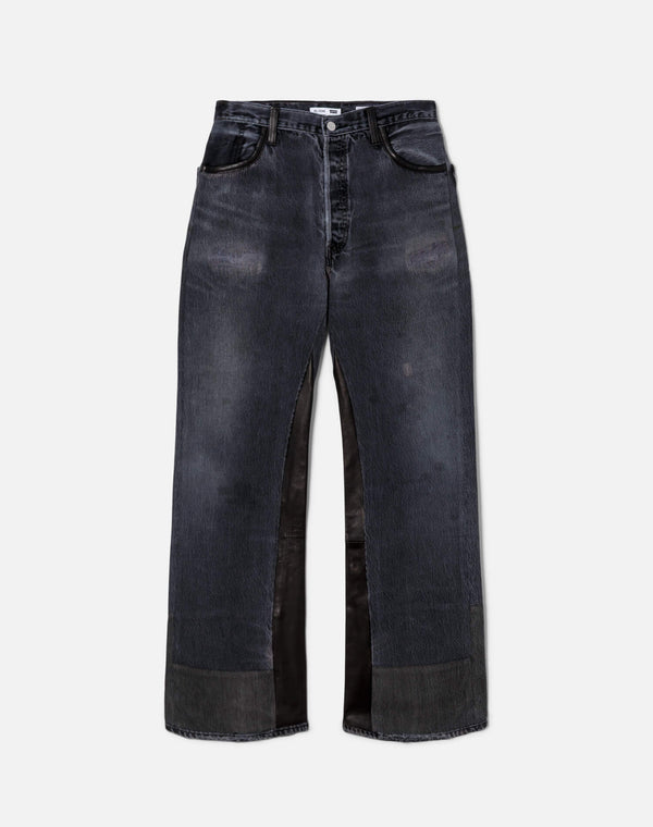 re done High Rise Wide Leg Black Leather