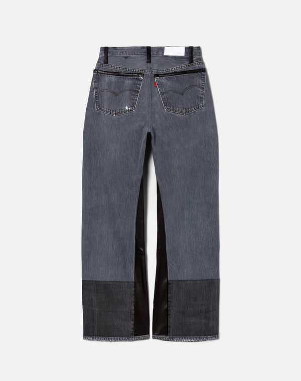 Re Done High Rise Wide Leg Black Leather