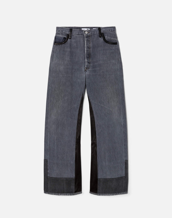 re done High Rise Wide Leg Black Leather