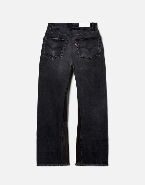 Re Done High Rise Wide Leg Black Leather