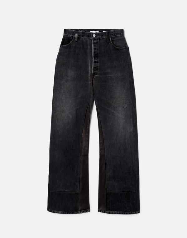 re done High Rise Wide Leg Black Leather