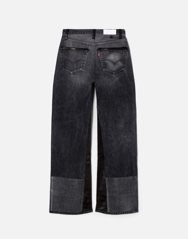 Re Done High Rise Wide Leg Black Leather