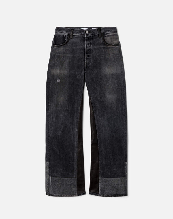 re done High Rise Wide Leg Black Leather