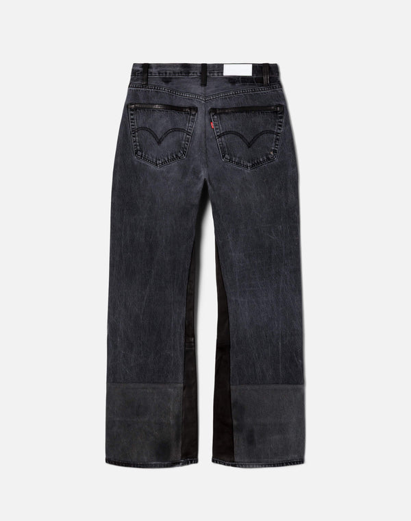 Re Done High Rise Wide Leg Black Leather