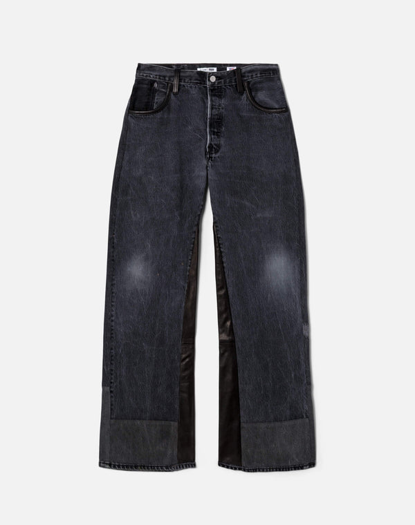 re done High Rise Wide Leg Black Leather