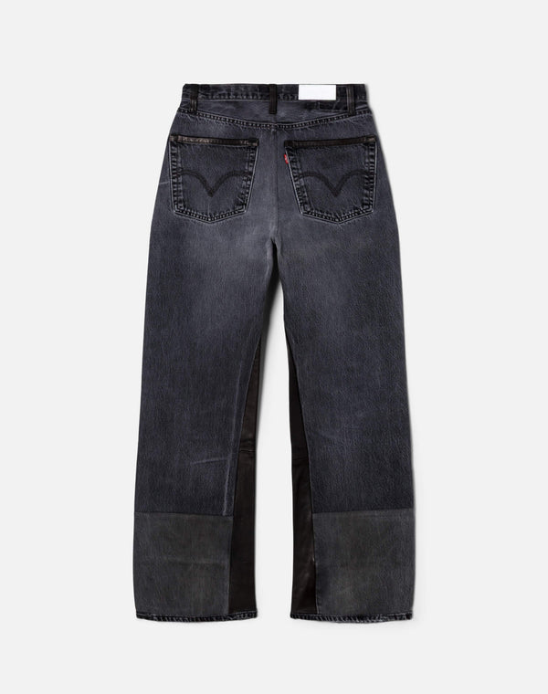 Re Done High Rise Wide Leg Black Leather