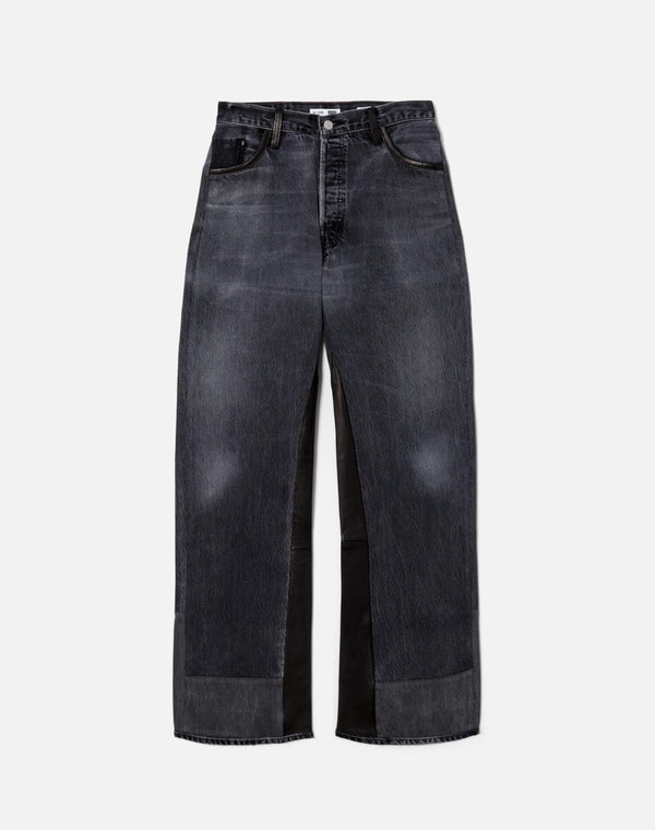 re done High Rise Wide Leg Black Leather