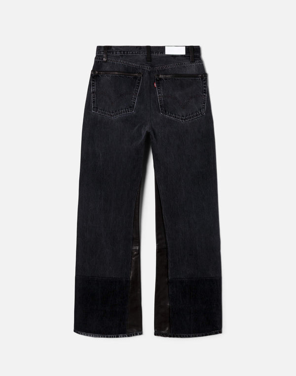 Re Done High Rise Wide Leg Black Leather